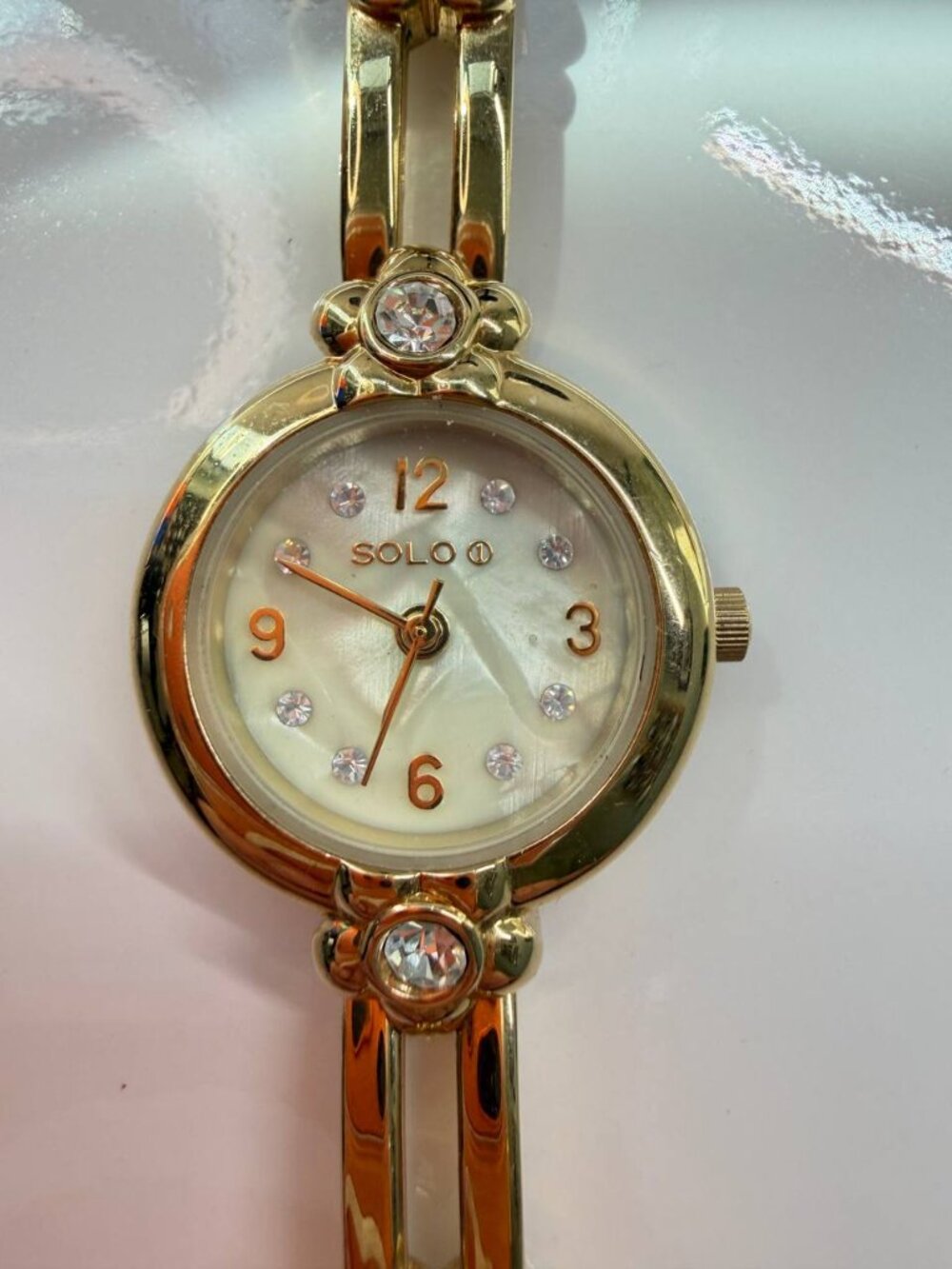 SOLO Gold Tone Crystal Accent Watch – Elegant Jewelry Style